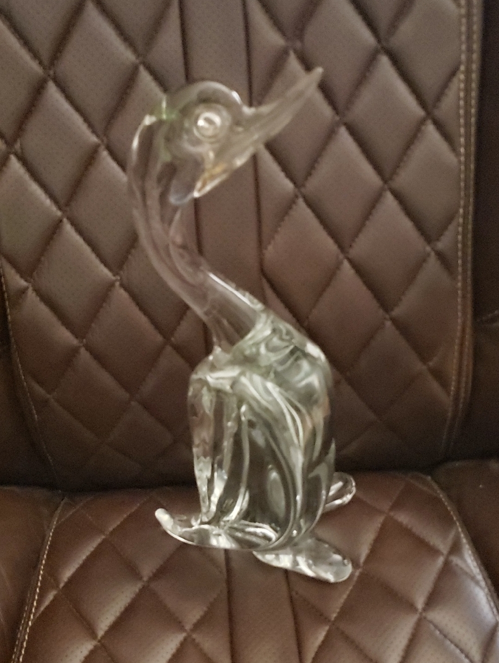 Clear Heavy Glass Swan/Duck/Heron Sculpture Home Art Accent 14.25" Tall